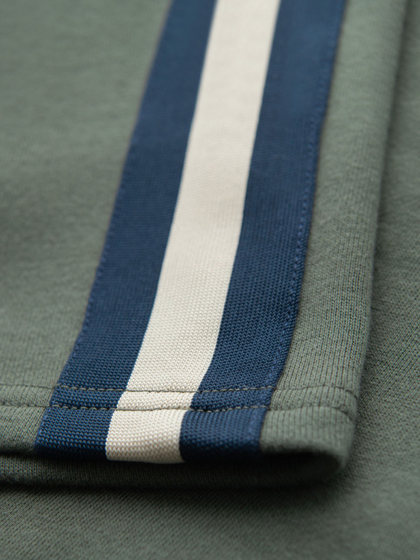 Ombre Clothing Férfi melegítő rövidnadrág szegéllyel és bordás derékkal - olíva