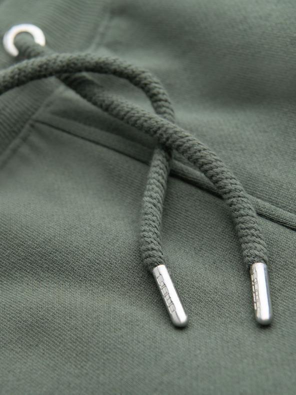 Ombre Clothing Férfi melegítő rövidnadrág szegéllyel és bordás derékkal - olíva