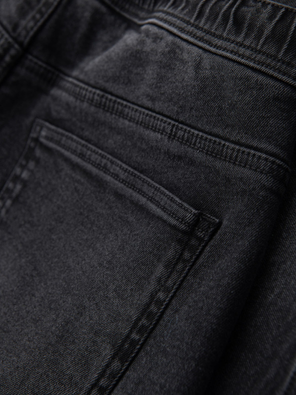 Ombre Clothing Férfi rövidnadrág rugalmas derékkal és mosott hatással - fekete