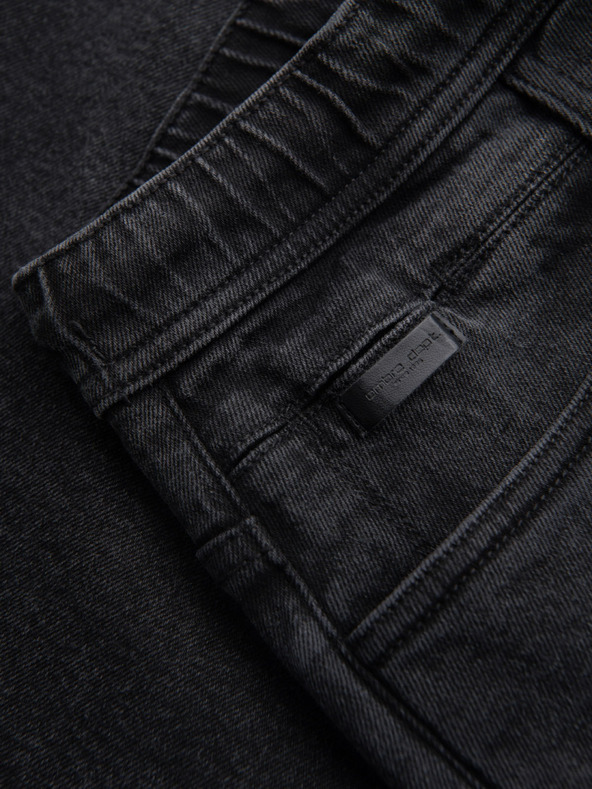 Ombre Clothing Férfi rövidnadrág rugalmas derékkal és mosott hatással - fekete