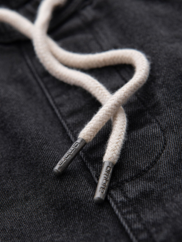 Ombre Clothing Férfi rövidnadrág rugalmas derékkal és mosott hatással - fekete