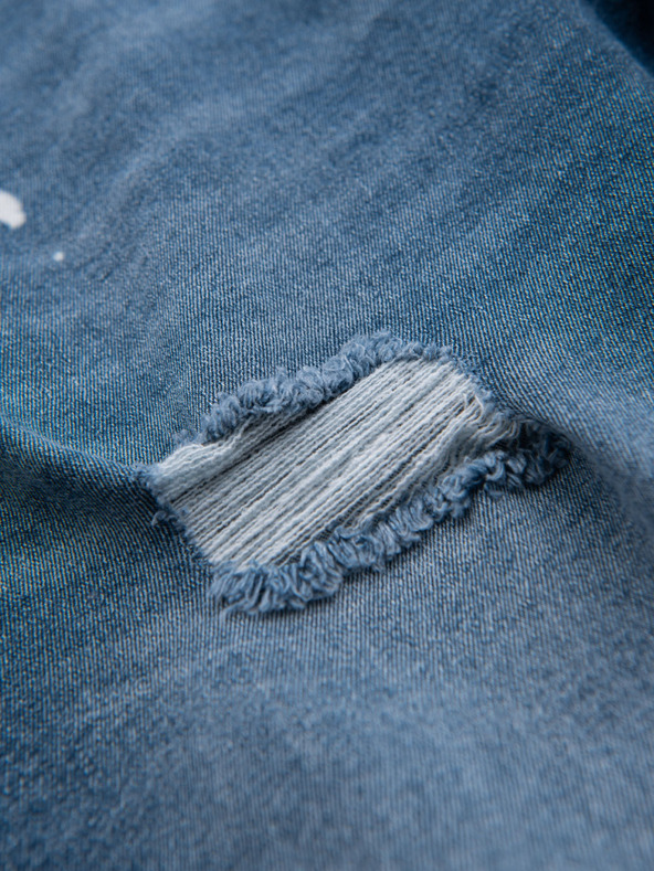 Ombre Clothing Férfi rövid farmer rövidnadrág szakadt szárral - kék