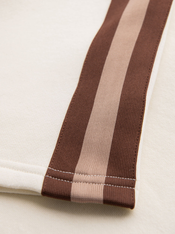 Ombre Clothing Férfi melegítő rövidnadrág szegéllyel és bordás derékkal - krém