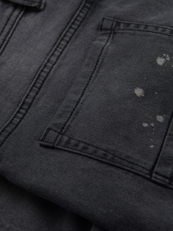 Ombre Clothing Férfi rövid farmer rövidnadrág szakadással és felhajtott szárral - szürke