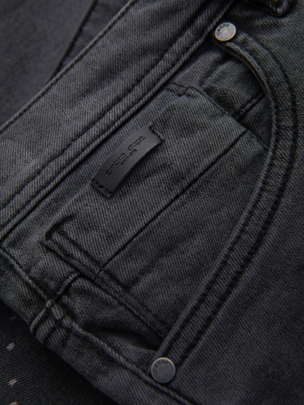 Ombre Clothing Férfi rövid farmer rövidnadrág szakadással és felhajtott szárral - szürke