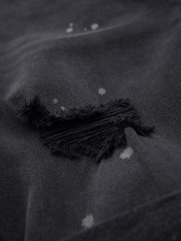 Ombre Clothing Férfi rövid farmer rövidnadrág szakadással és felhajtott szárral - szürke