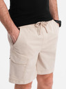 Ombre Clothing Férfi laza szabású rövidnadrág cargo zsebbel - krém