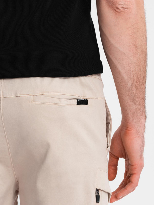 Ombre Clothing Férfi laza szabású rövidnadrág cargo zsebbel - krém