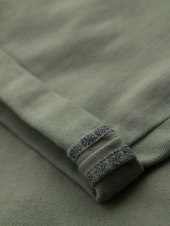 Ombre Clothing Férfi klasszikus farmer rövidnadrág felhajtott szárral - világos olíva