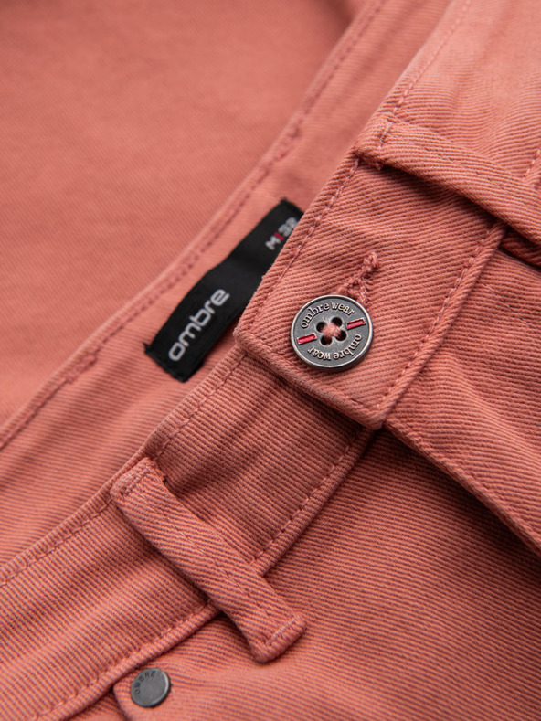 Ombre Clothing Férfi farmer rövidnadrág felhajtott szárral - korall