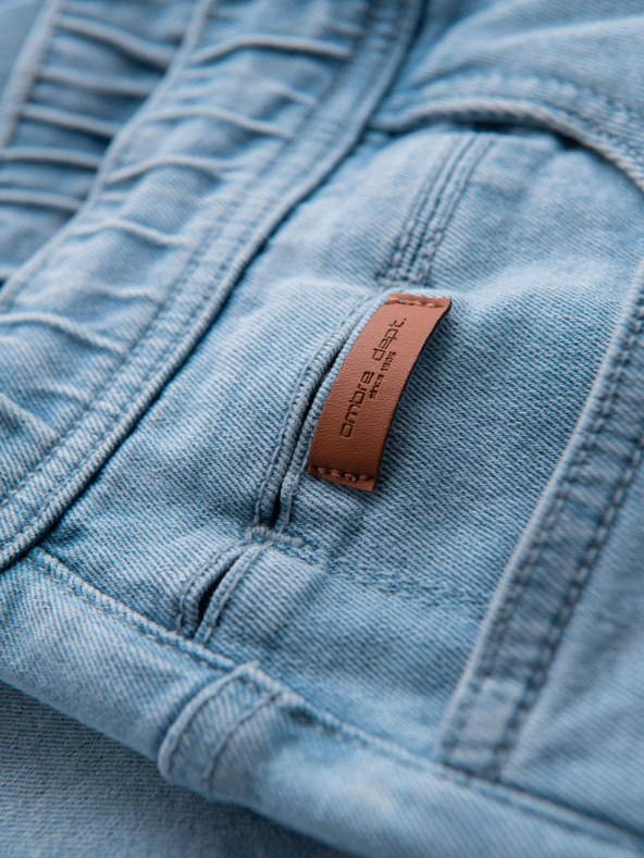 Ombre Clothing Férfi rövidnadrág rugalmas derékkal és mosott hatással - világoskék