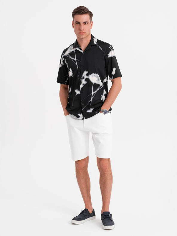 Ombre Clothing Férfi farmer rövidnadrág klasszikus szabással - fehér