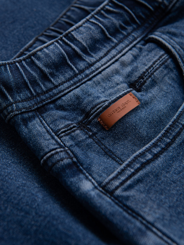 Ombre Clothing Férfi rövidnadrág rugalmas derékkal és mosott hatással - kék