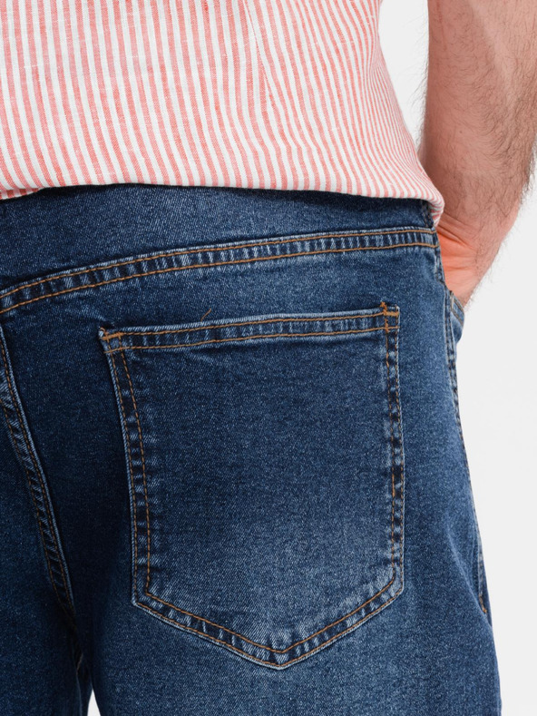 Ombre Clothing Férfi farmer rövidnadrág klasszikus szabással - sötétkék