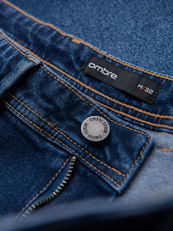 Ombre Clothing Férfi farmer rövidnadrág klasszikus szabással - sötétkék