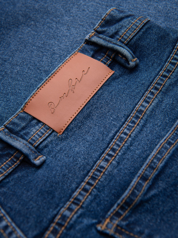 Ombre Clothing Férfi farmer rövidnadrág klasszikus szabással - sötétkék