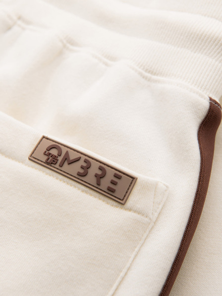 Ombre Clothing Férfi melegítőnadrág szegéllyel és bordázott szegélyű szárral - krém