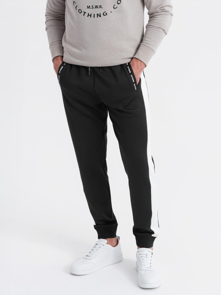 Ombre Clothing Férfi melegítőnadrág kontrasztos szegéllyel - fekete