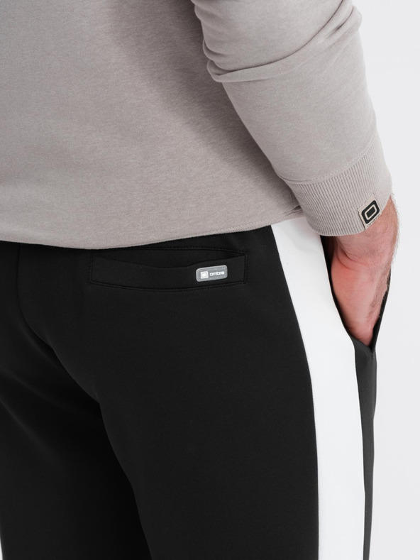 Ombre Clothing Férfi melegítőnadrág kontrasztos szegéllyel - fekete