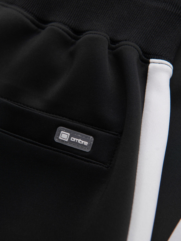 Ombre Clothing Férfi melegítőnadrág kontrasztos szegéllyel - fekete