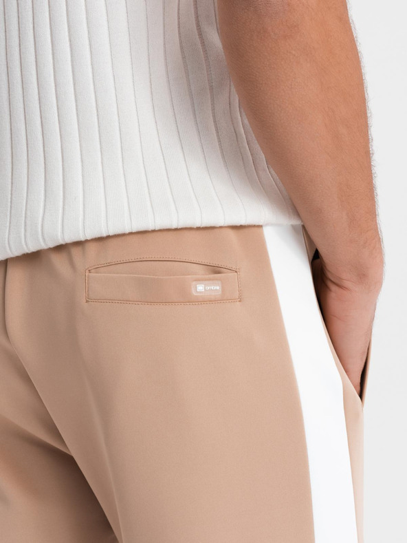 Ombre Clothing Férfi jogger melegítőnadrág kontrasztos csíkokkal - bézs