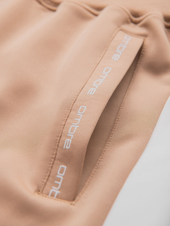 Ombre Clothing Férfi jogger melegítőnadrág kontrasztos csíkokkal - bézs