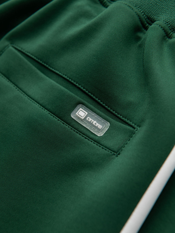 Ombre Clothing Férfi melegítőnadrág kontrasztos szegéllyel - sötétzöld