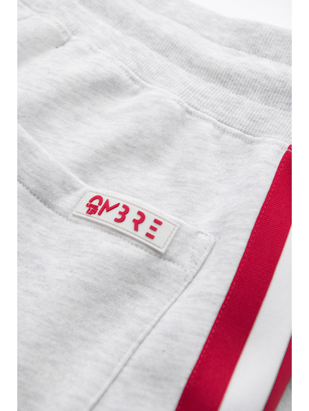 Ombre Clothing Férfi melegítőnadrág szegéllyel és bordázott szárakkal - szürke melange