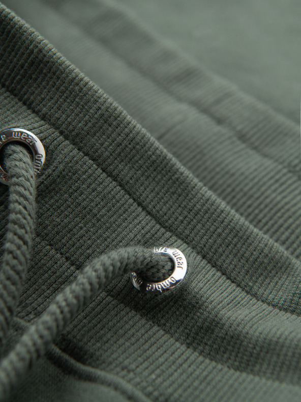 Ombre Clothing Férfi melegítőnadrág szegéllyel és bordázott szárral - olíva