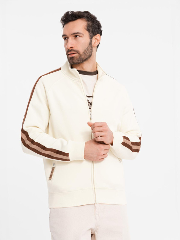 Ombre Clothing Férfi pulóver magas gallérral és szegéllyel - krém