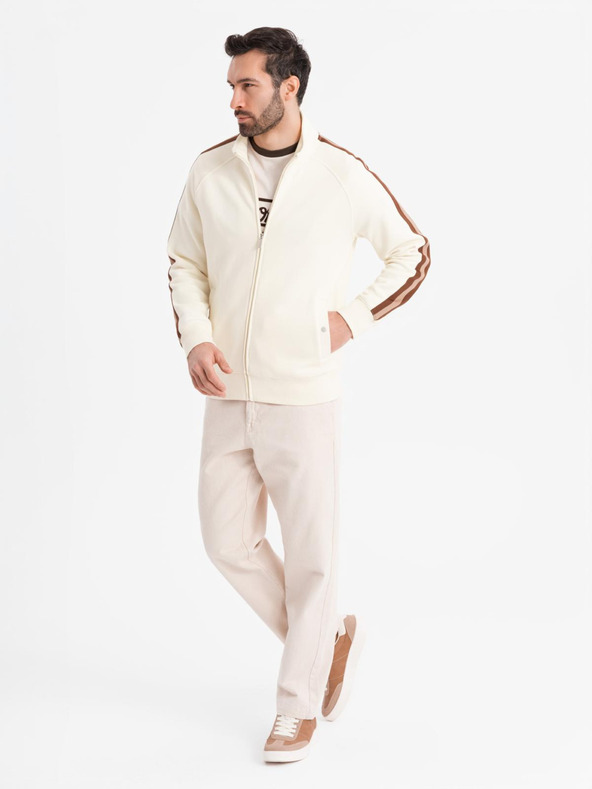 Ombre Clothing Férfi pulóver magas gallérral és szegéllyel - krém