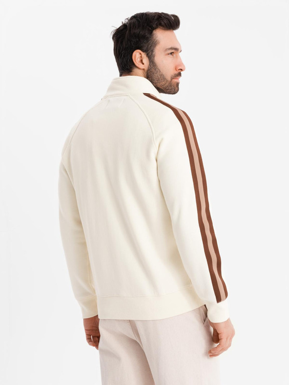 Ombre Clothing Férfi pulóver magas gallérral és szegéllyel - krém