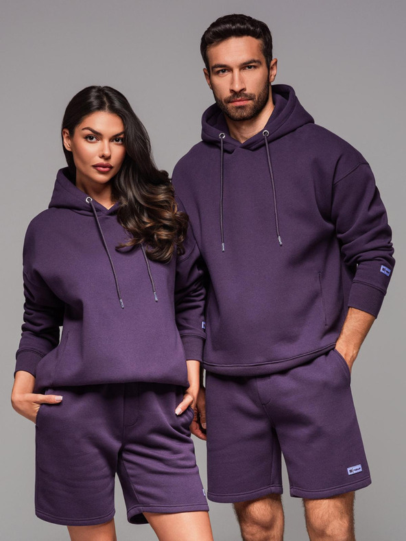 Ombre Clothing Unisex kapucnis pulóver zsebbel - lila