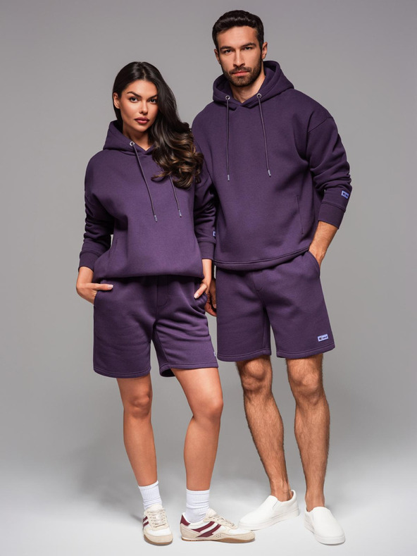 Ombre Clothing Unisex kapucnis pulóver zsebbel - lila