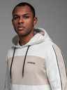 Ombre Clothing Férfi pamut kapucnis pulóver kontrasztos részletekkel - fehér