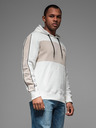 Ombre Clothing Férfi pamut kapucnis pulóver kontrasztos részletekkel - fehér