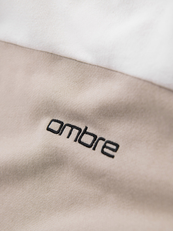 Ombre Clothing Férfi pamut kapucnis pulóver kontrasztos részletekkel - fehér