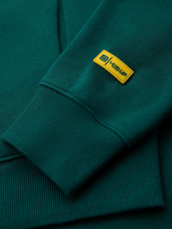 Ombre Clothing Unisex kapucnis pulóver zsebbel - sötétzöld