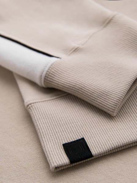 Ombre Clothing Férfi pamut kapucnis pulóver kontrasztos elemekkel - bézs