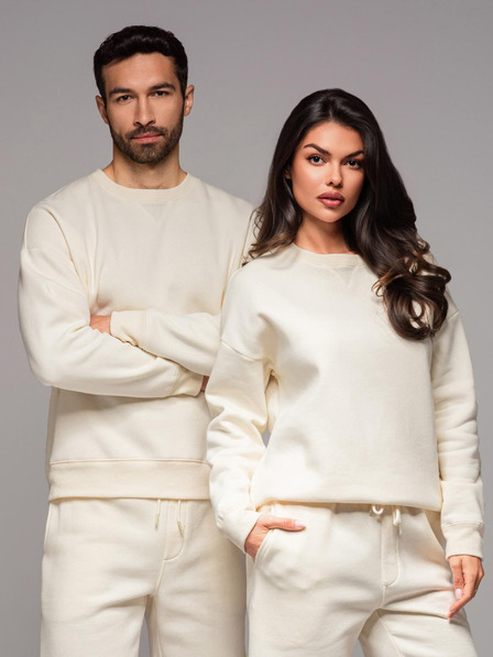 Ombre Clothing Klasszikus unisex kerek nyakú pulóver - krém