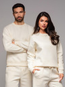 Ombre Clothing Klasszikus unisex kerek nyakú pulóver - krém