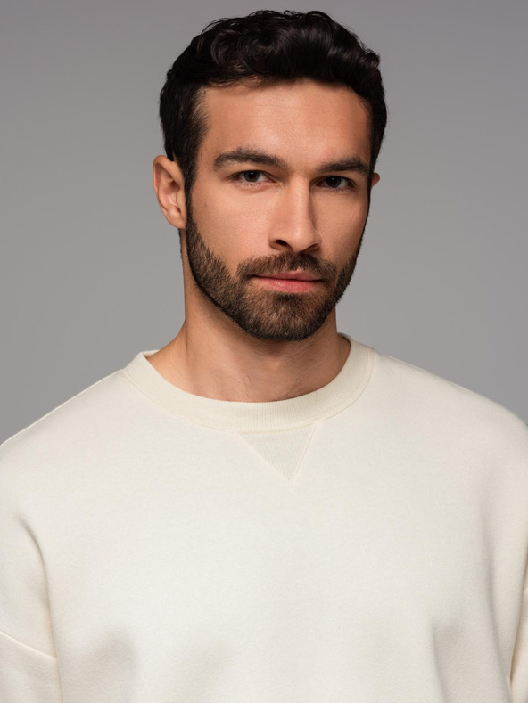 Ombre Clothing Klasszikus unisex kerek nyakú pulóver - krém