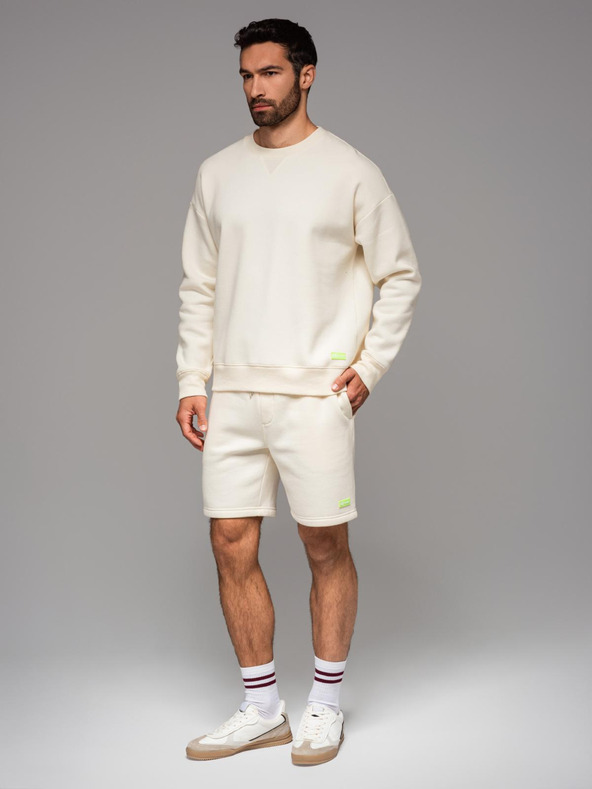 Ombre Clothing Klasszikus unisex kerek nyakú pulóver - krém