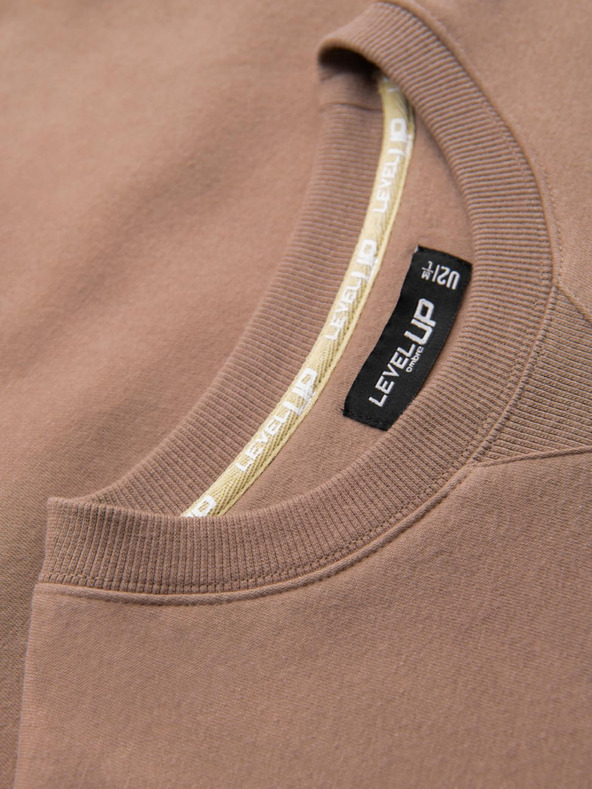 Ombre Clothing Klasszikus unisex kerek nyakú pulóver - barna