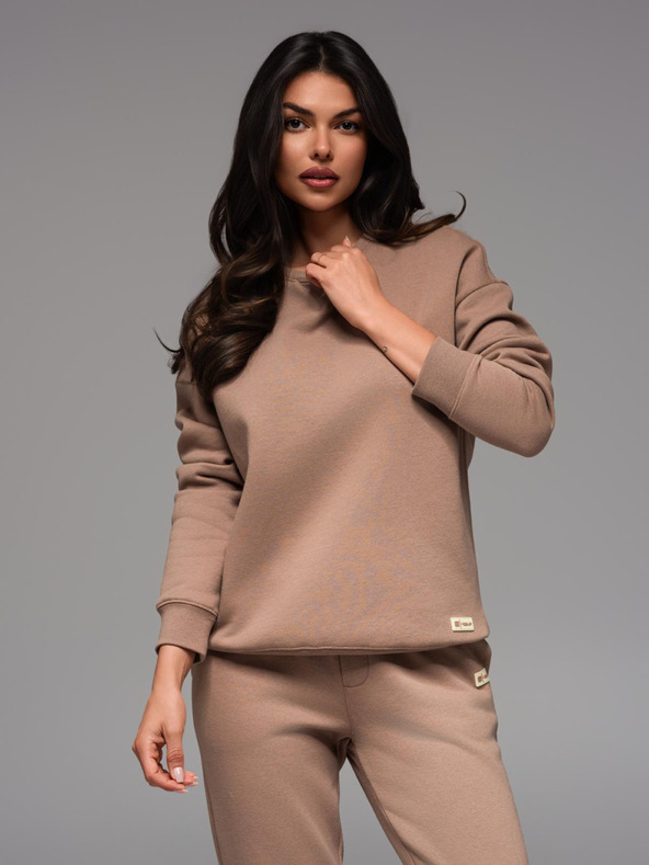 Ombre Clothing Klasszikus unisex kerek nyakú pulóver - barna