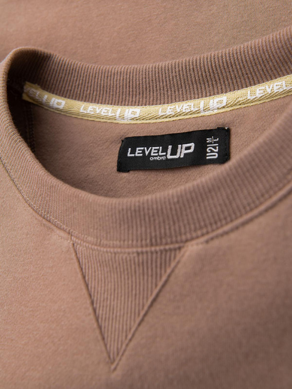 Ombre Clothing Klasszikus unisex kerek nyakú pulóver - barna