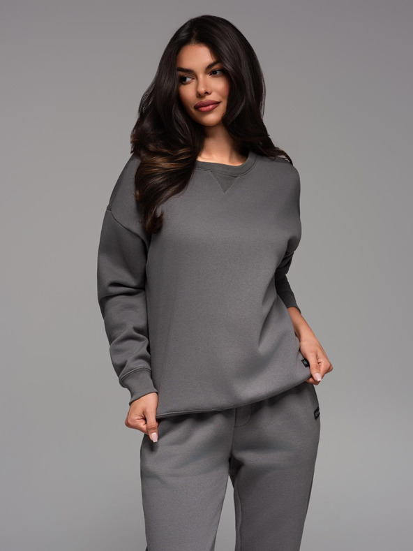 Ombre Clothing Unisex klasszikus kerek nyakú pulóver - szürke