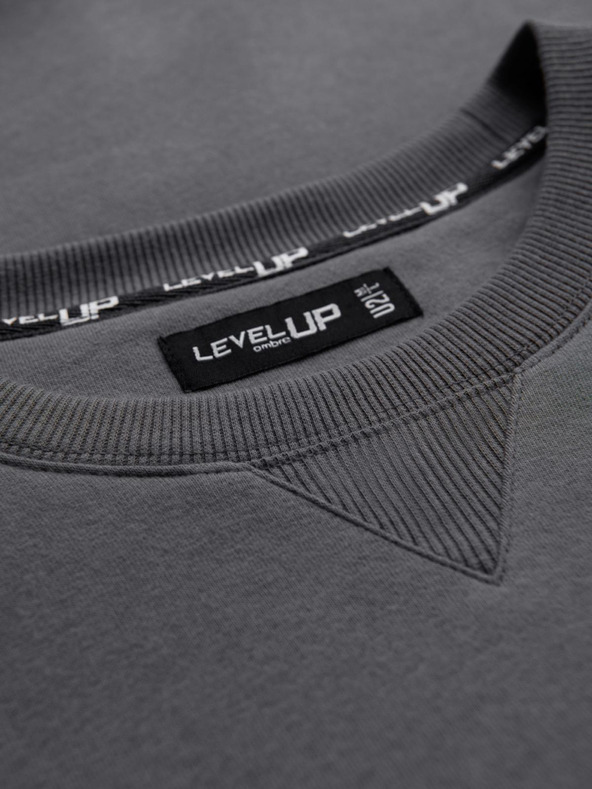 Ombre Clothing Unisex klasszikus kerek nyakú pulóver - szürke