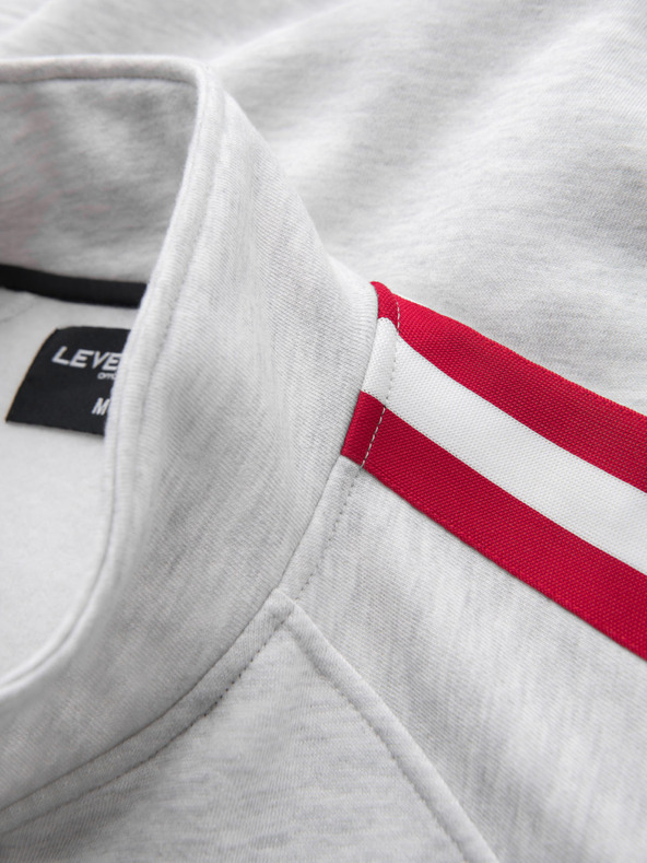 Ombre Clothing Férfi pulóver magas gallérral és csíkokkal - szürke melange