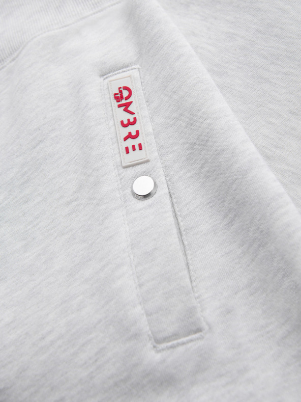 Ombre Clothing Férfi pulóver magas gallérral és csíkokkal - szürke melange